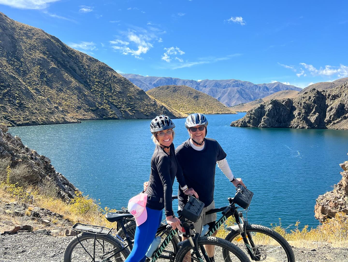 Luxury Trail Company cyclists at Clyde on the Otago Rail Trail